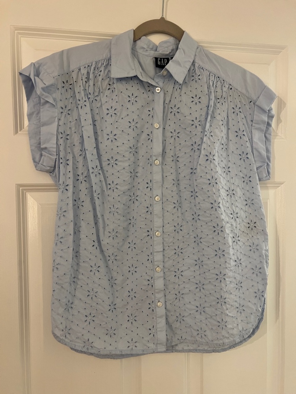 GAP Pale Blue Eyelet Button-Down Shirt